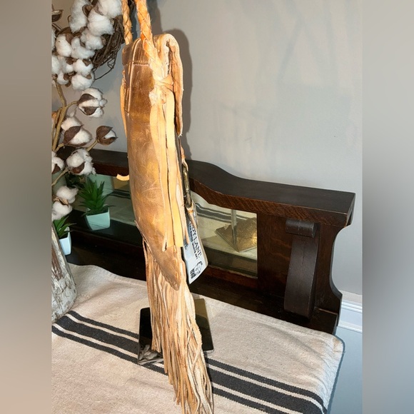 NWT Bed Stu SANDY LANE Tan Rustic White BFS Fringe Hobo Crossbody Bag MSRP $205 - Picture 7 of 11